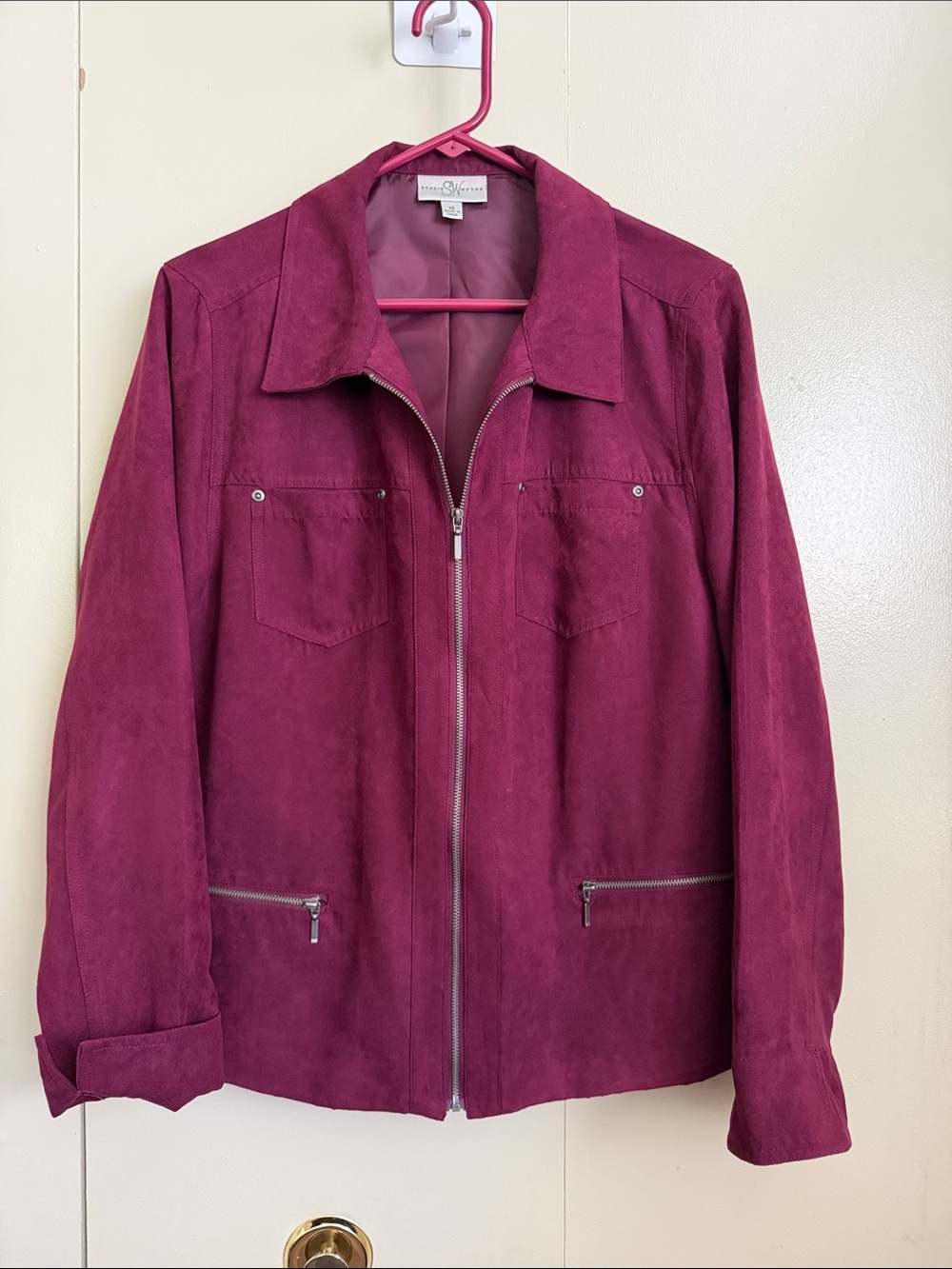 Studio Works - Zip-Front Jacket in Deep Berry - Sz 16